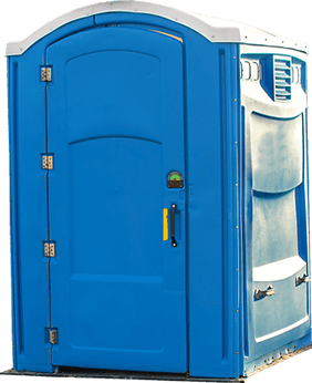 wheelchair accessible porta potty isolated without a background