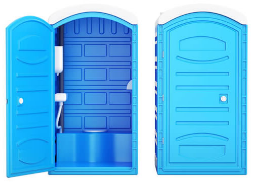 porta potty rental in houston tx, isolated portable toilet with door open showing a nice and clean unit