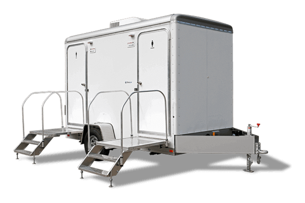 luxury trailer porta potty rental unit without a background image